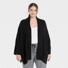 Women's Plus Size Knit Wrap Jacket - A New Day Black