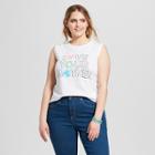 Women's Plus Size Love Ur Mother Shoulder Slash Graphic Tank Top - Modern Lux (juniors') White