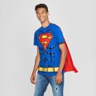 Warner Brothers Men's Dc Comics Superman Caped Short Sleeve T-shirt - Royal Blue