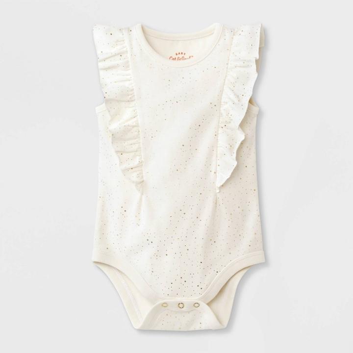 Baby Girls' Ruffle Short Sleeve Bodysuit - Cat & Jack Cream Newborn, Ivory