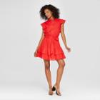 Women's Ruffle Mini Shirt Dress - Who What Wear Red