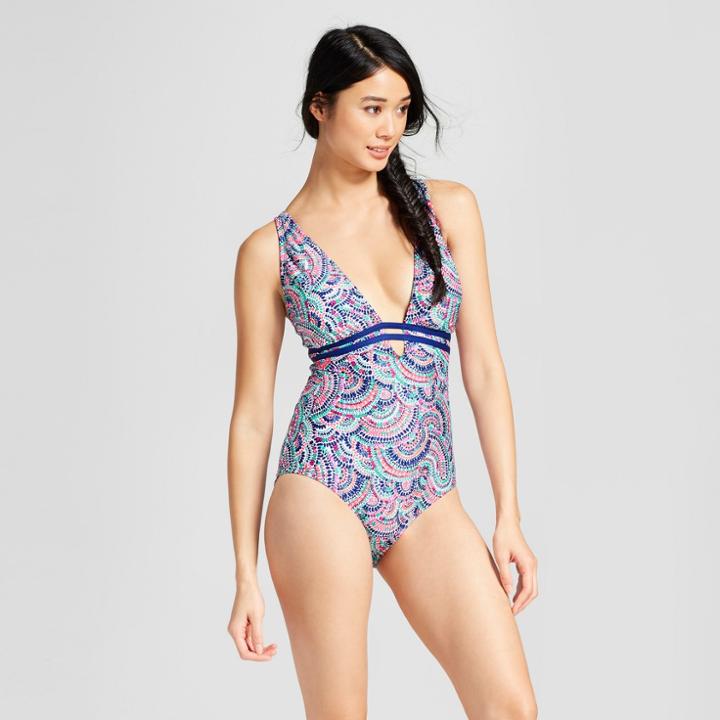 Clean Water Women's Swirl Print One Piece Swimsuit - Turquoise