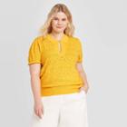 Women's Plus Size Pointelle Short Sleeve Pullover - Who What Wear Yellow 1x, Women's,