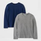 Boys' 2pk Long Sleeve T-shirt - Cat & Jack Charcoal Gray/navy