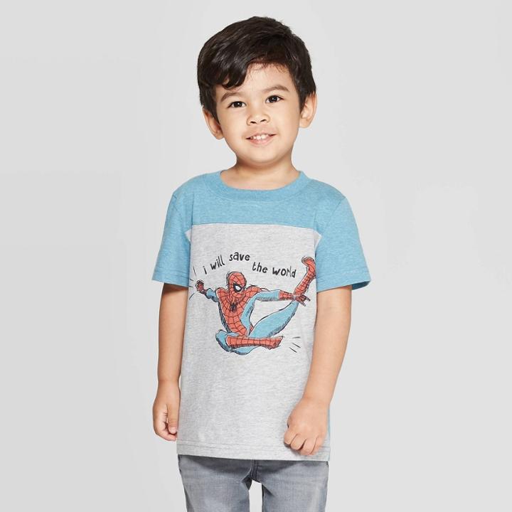 Marvel Toddler Boys' Spider-man Save The World Short Sleeve T-shirt - Gray