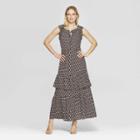 Women's Floral Print Cap Sleeve Boat Neck Ruffle Tiered Maxi Dress - Who What Wear Black
