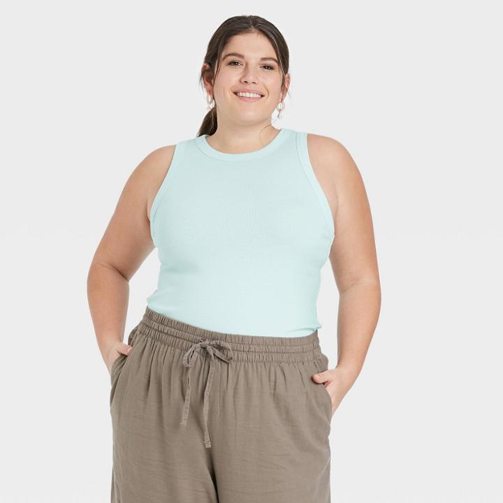 Women's Plus Size Tie-dye Rib Tank Top - A New Day