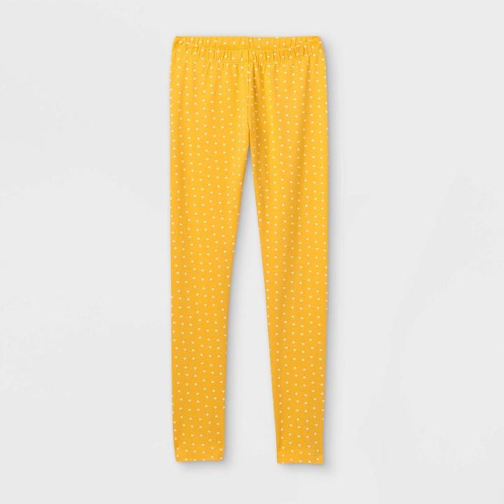 Girls' Heart Leggings - Cat & Jack Mustard Yellow