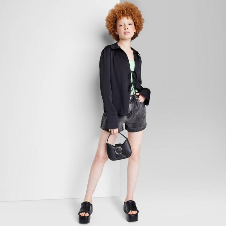 Women's Super-high Rise Rolled Cuff Jean Shorts - Wild Fable Black Wash