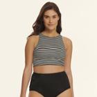 Target Women's Slimming Control Striped High Neck Bikini Swim Top Black S - Beach Betty By Miracle Brands, Black