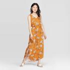 Women's Floral Print Sleeveless V-neck Maxi Dress - A New Day Rust