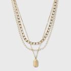 3 Row Chunky Chain Necklace - A New Day Gold