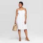 Women's Plus Size Sleeveless Halter Neck Button-front Dress - Universal Thread White X