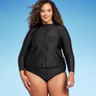 Kona Sol Women's Upf 50 Full Zip Mock Neck Rash Guard - Kona