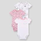 Lamaze Baby Girls' Organic Cotton 3pk Short Sleeves Bunny Bodysuit - Pink Newborn