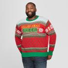 Adult Plus Size Full Of Christmas Cheer/beer Reversible Ugly Sweater - Well Worn Red