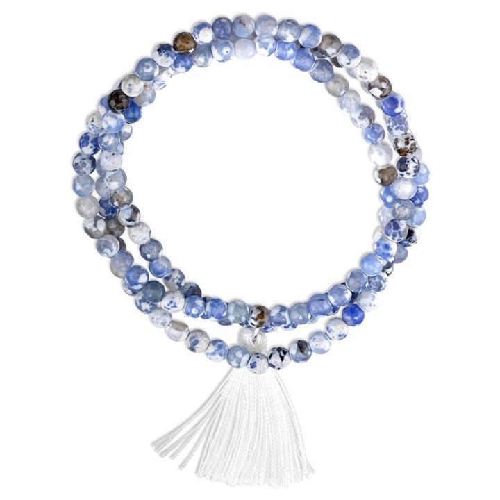 Distributed By Target Women's Silver Plated Light Blue Fire Agate Wrap Bracelet -