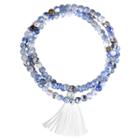 Distributed By Target Women's Silver Plated Light Blue Fire Agate Wrap Bracelet -