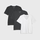 Women's Short Sleeve V-neck 3pk Bundle T-shirt - Universal Thread Dark Gray/dark Gray/white