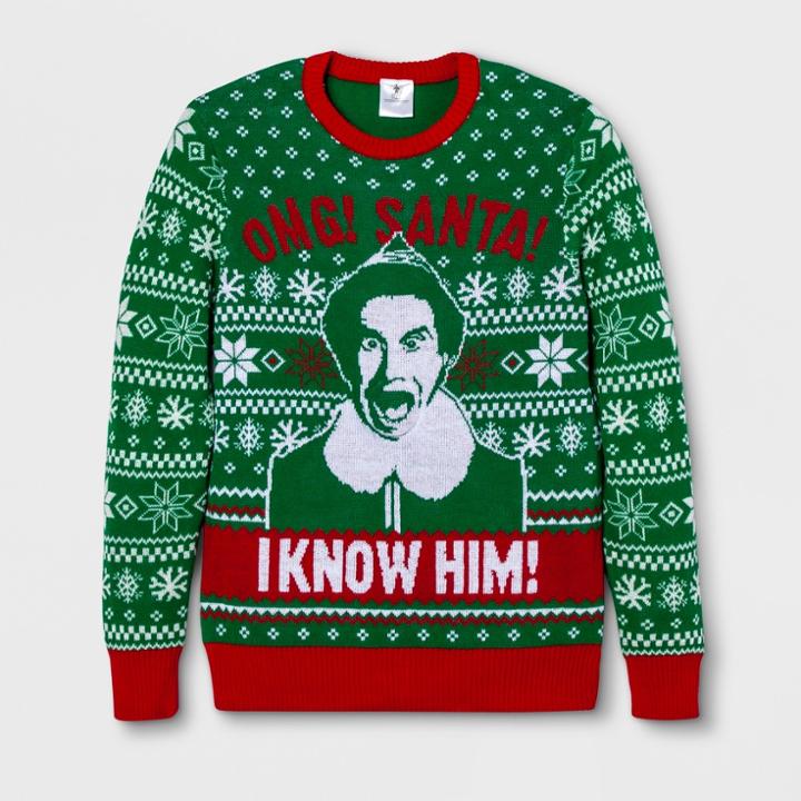 Men's Elf I Know Santa! Long Sleeve Sweatshirt - Green