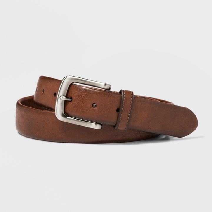 Men's Big & Tall 35mm Tubular Stretch Belt - Goodfellow & Co Cognac (red)