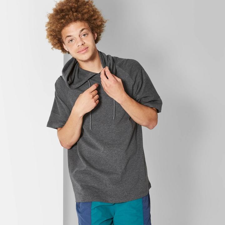 Men's Short Sleeve Hooded Pullover Sweatshirt - Original Use Folkstone Gray