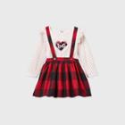 Disney X Pippa & Julie Toddler Girls' Mickey And Minnie Mouse Gingham Suspender Long Sleeve Dress - Red