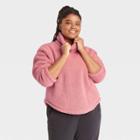 Women's Plus Size Cozy Cowl Neck Pullover Sweatshirt - All In Motion Rose Red