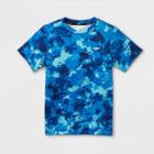 Speedo Boys' Camo Short Sleeve Rash Guard Swim Shirt - Blue