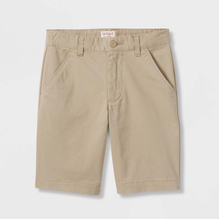 Boys' Flat Front Uniform Chino Shorts - Cat & Jack Dark Khaki