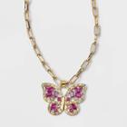 Pave Stone Butterfly Collar Necklace - Wild Fable Pink