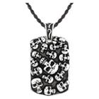 Men's Crucible Stainless Steel Skulls Inlay Dog Tag Pendant Necklace - Silver/black (24),