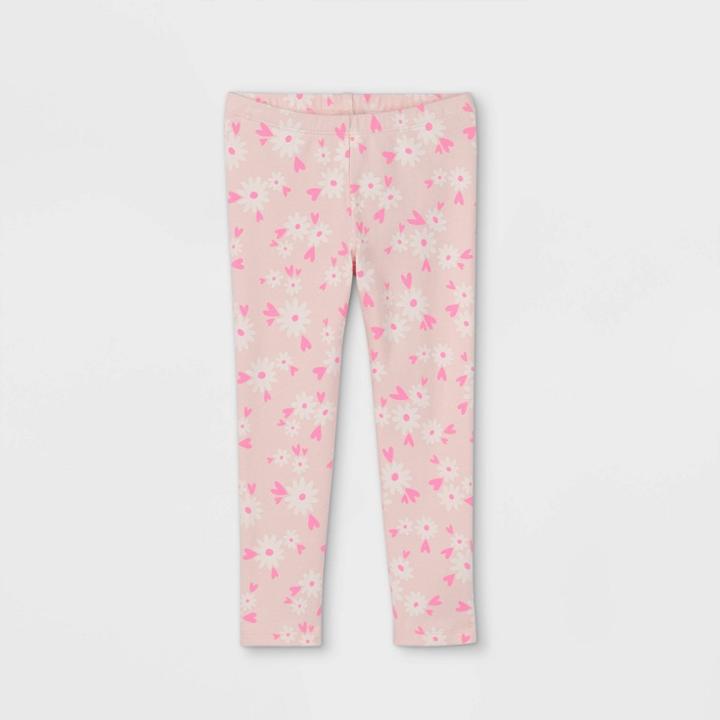 Toddler Girls' Floral Heart Leggings - Cat & Jack Powder Pink