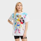 Women's Sailor Moon Short Sleeve Oversized Graphic T-shirt - White