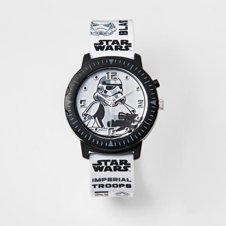 Kids Star Wars Stormtrooper Rotating Lights Analog Watch, Kids Unisex, Black