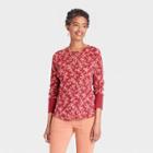 Women's Long Sleeve Thermal Top - Knox Rose Red Floral