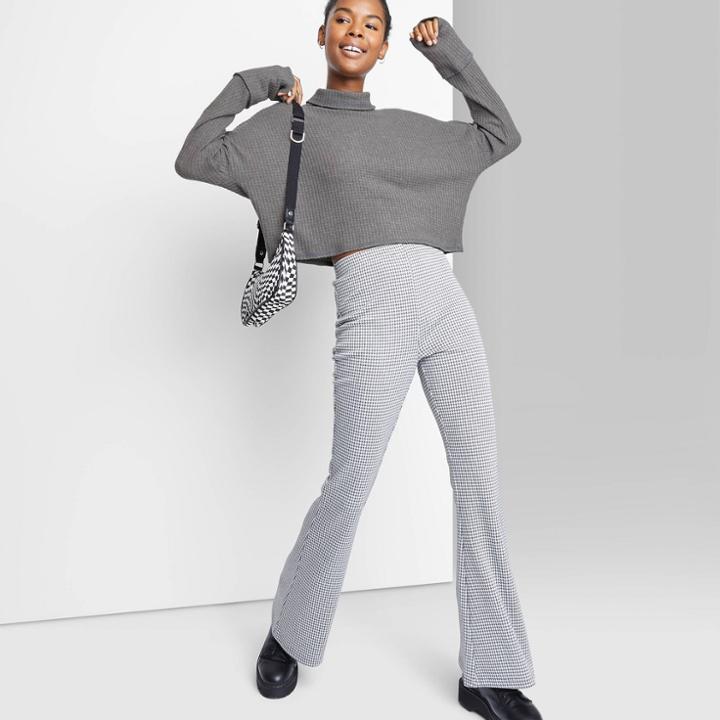 Women's Long Sleeve Turtleneck Cozy Boxy Cropped T-shirt - Wild Fable Heather Gray