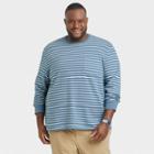 Men's Tall Printed Standard Fit Crewneck Long Sleeve T-shirt - Goodfellow & Co Blue/jacquard