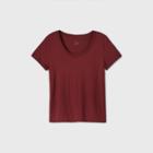 Women's Short Sleeve Scoop Neck T-shirt - A New Day Burgundy