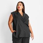 Women's Plus Size Sleeveless Nylon Button-down Shirt - Future Collective With Kahlana Barfield Brown Black