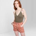 Women's High-rise Button-front Paperbag Waist Jean Shorts - Wild Fable Brown