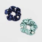 Satin And Pearl Hair Twister Set 2pc - A New Day Blue/green