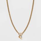 Semi-precious Labradorite And Charm Pendant Chain Necklace - Universal Thread Gold