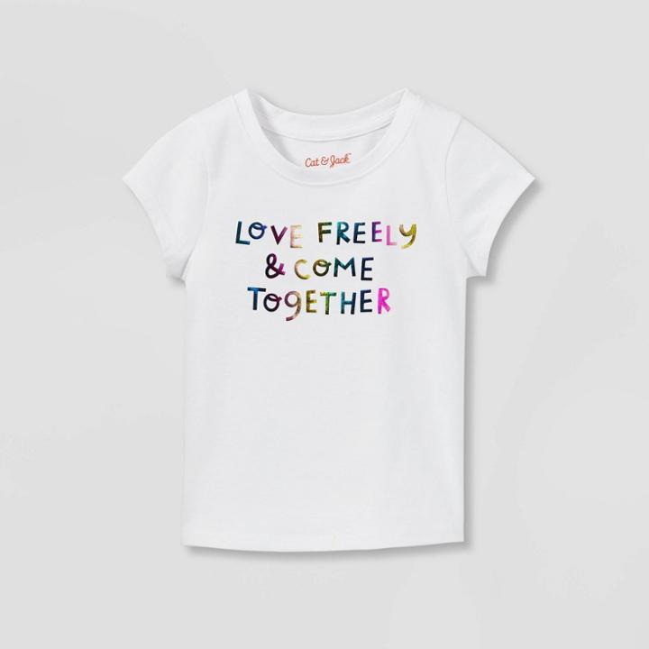 Toddler Girls' Love Freely Short Sleeve T-shirt - Cat & Jack White