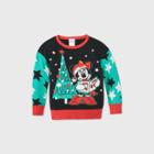 Toddler Girls' Minnie Mouse Christmas Tree Ugly Christmas Sweater - Black