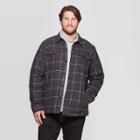 Men's Big & Tall Plaid Sherpa Lined Shirt Jacket - Goodfellow & Co Hematite 2xb,