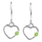 Journee Collection 1/10 Ct. T.w. Round-cut Cz Heart Dangle Pave Set Earrings In Sterling Silver - Light Green, Girl's, Pale Green