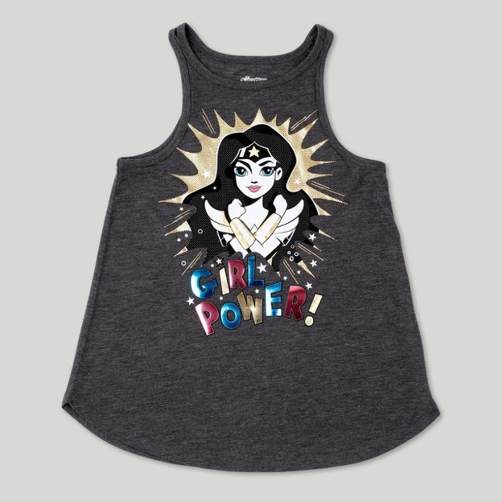 Dc Comics Plus Size Girls' Wonder Woman Tank Top - Charcoal