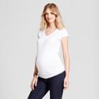Maternity Shirred V-neck T-shirt - Isabel Maternity By Ingrid & Isabel White