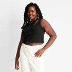 Women's Plus Size Ribbed Cut Out Crop Tank Top - Future Collective With Kahlana Barfield Brown Black